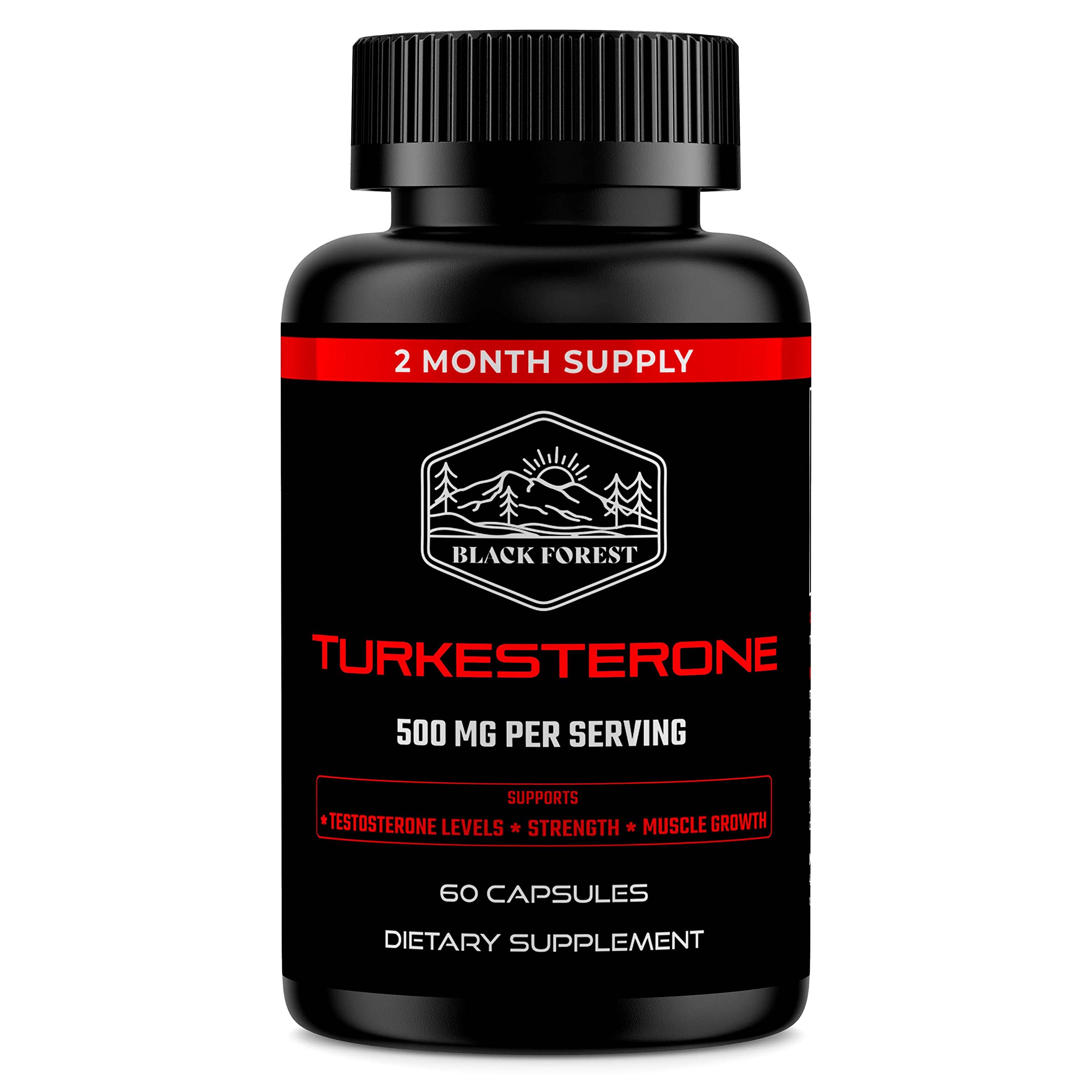 Black Forest frasco frontal mostrando 60 cápsulas y pureza 95%