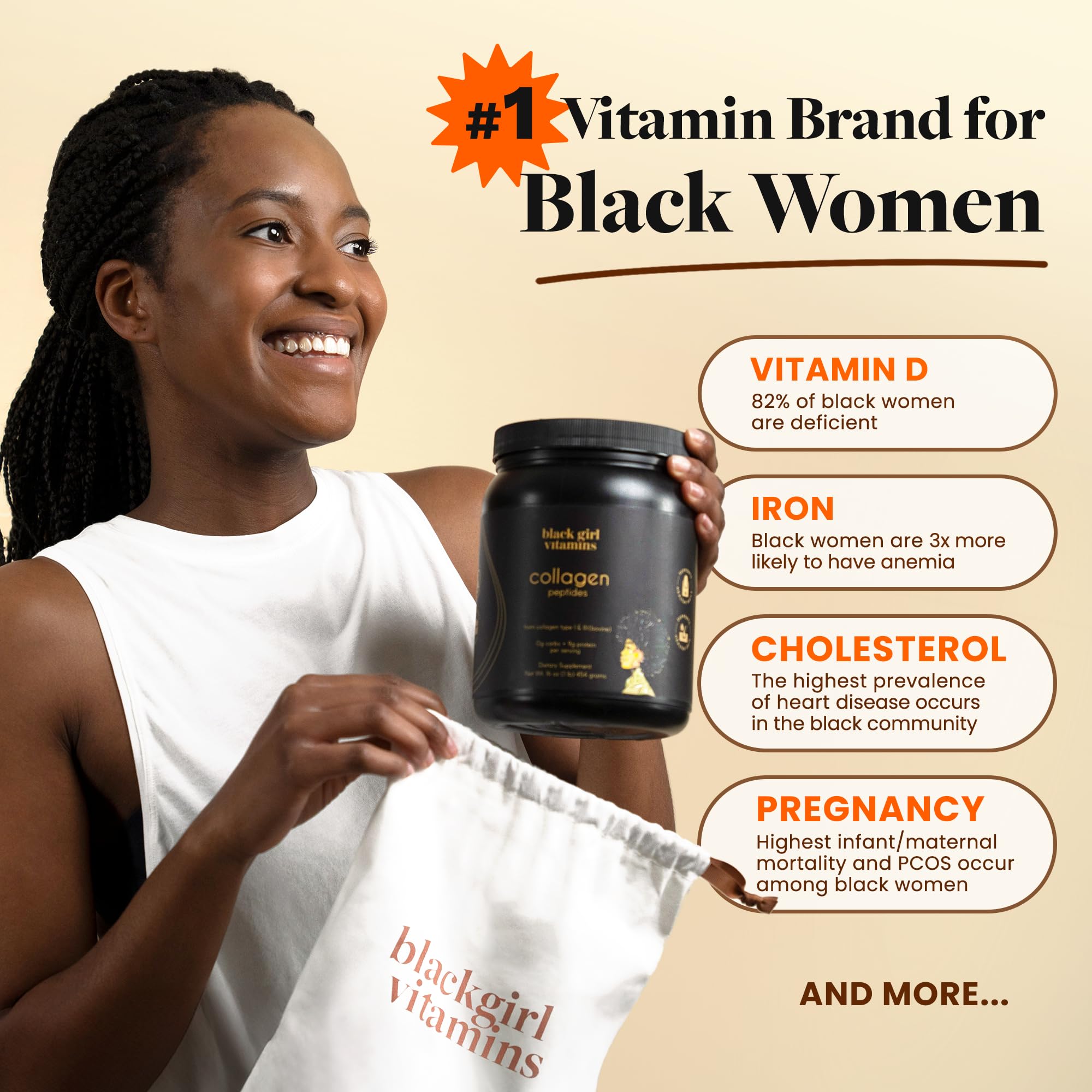 Black Girl Vitamins etiqueta con información clara y beneficios del producto