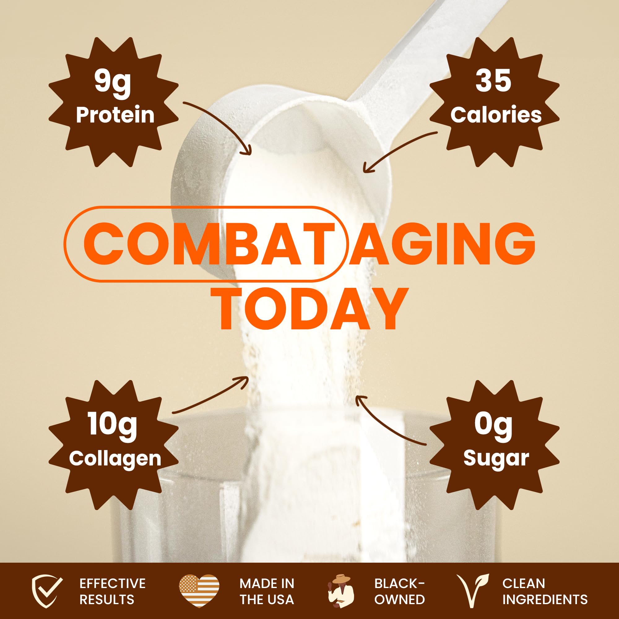 Black Girl Vitamins polvo mezclado en batido, imagen que sugiere energía y conveniencia