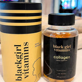 Black Girl Vitamins botella en mesa de baño como complemento diario