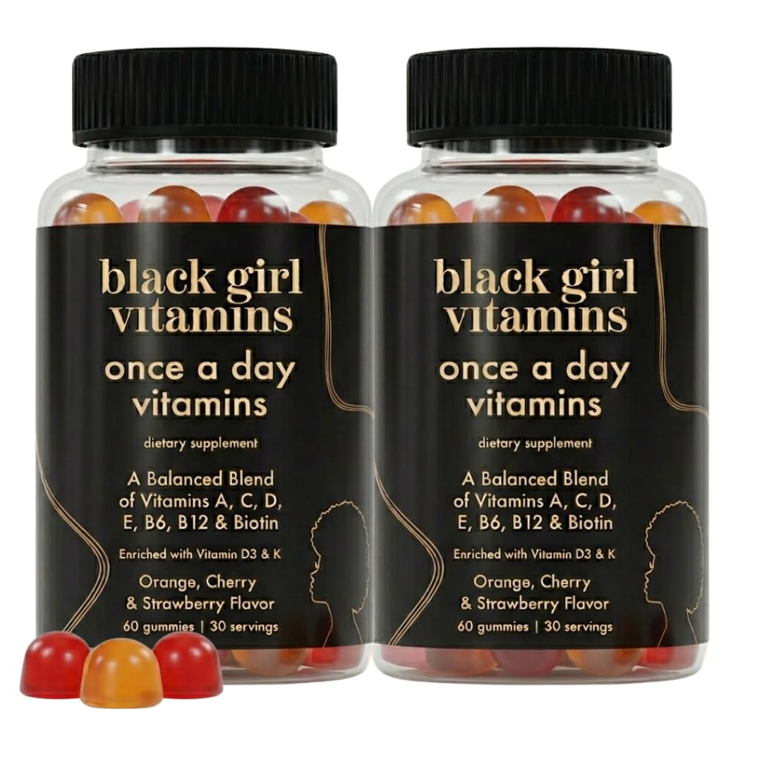 Black Girl Vitamins frasco frontal mostrando etiqueta clara y beneficios