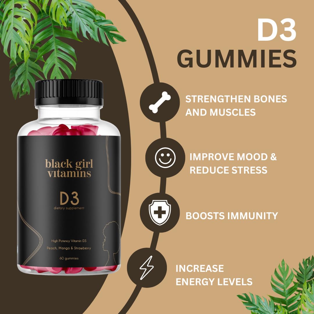 Black Girl Vitamins primer plano textura de gominola, fácil de masticar