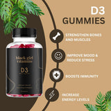 Black Girl Vitamins primer plano textura de gominola, fácil de masticar