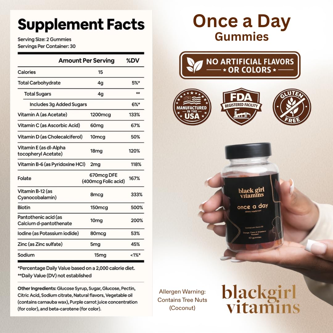 Black Girl Vitamins gomita en mano para escala, facilita dosificación diaria