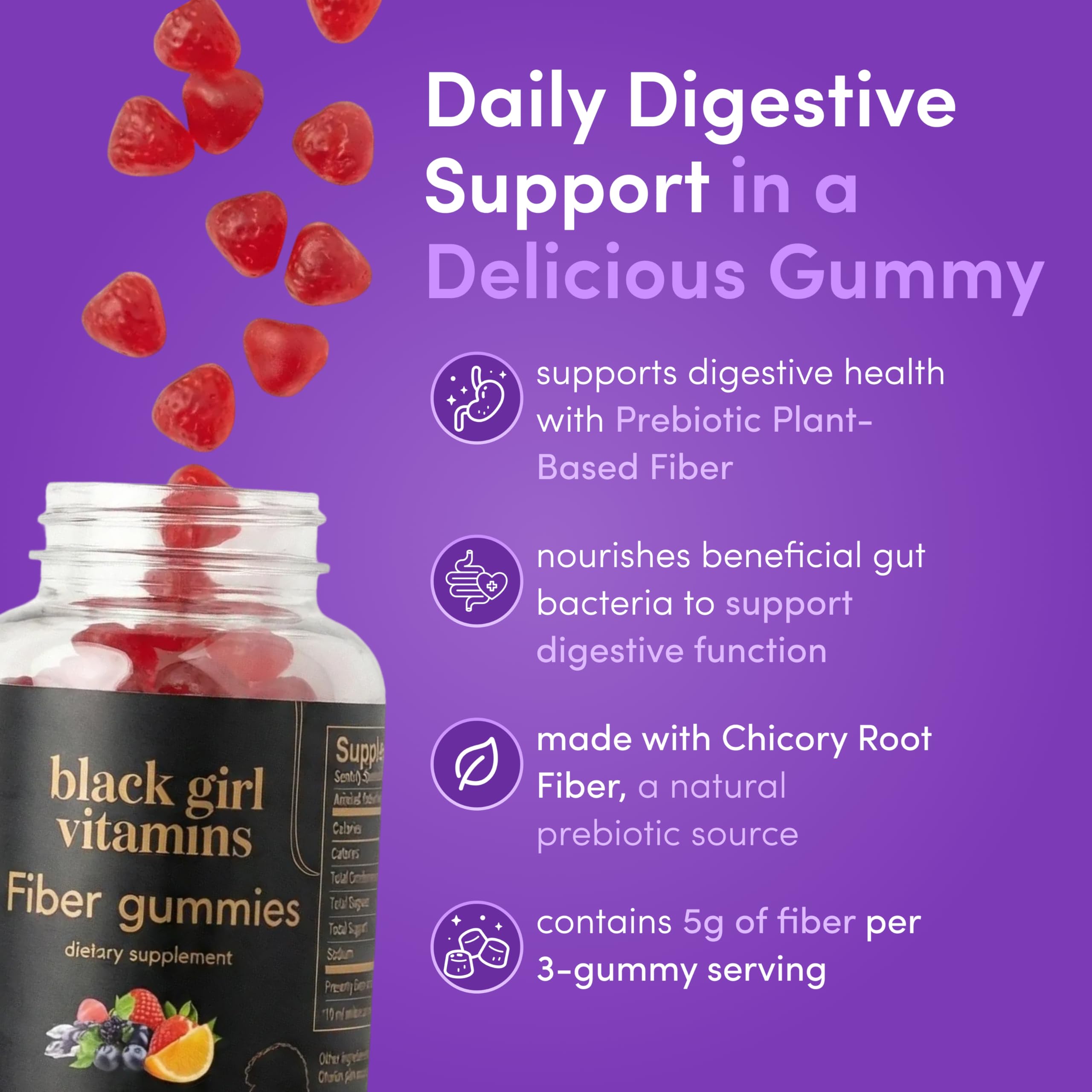Black Girl Vitamins detalle de la textura de las gomitas, presencia apetecible