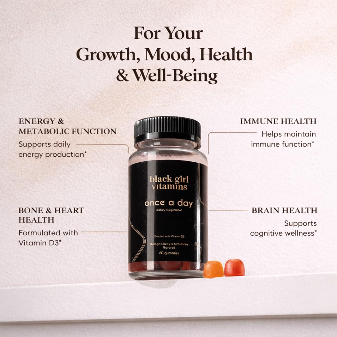 Black Girl Vitamins gomitas detalle textura, muestra aspecto masticable apetitoso