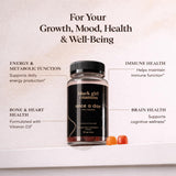 Black Girl Vitamins gomitas detalle textura, muestra aspecto masticable apetitoso