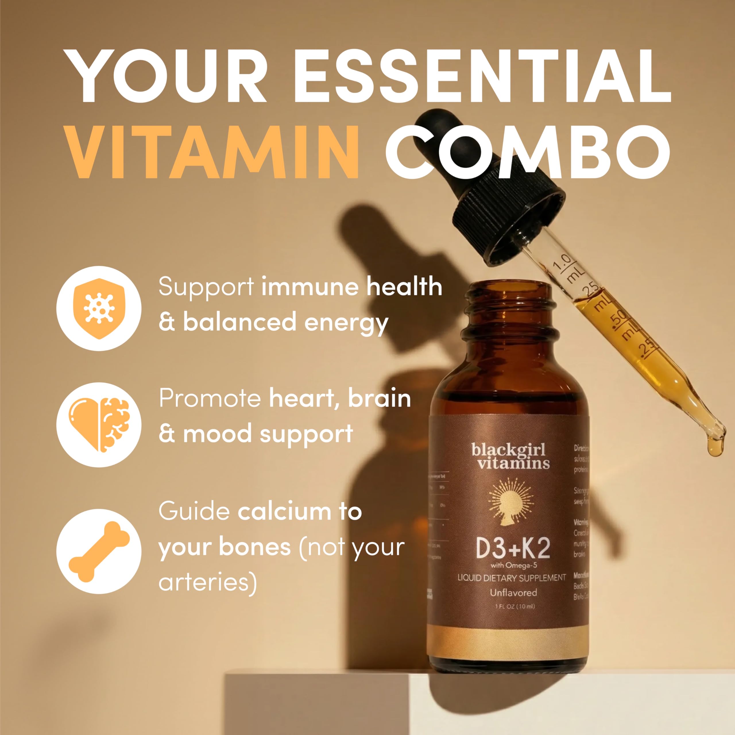 Black Girl Vitamins gota en cuchara lista para tomar, uso práctico diario