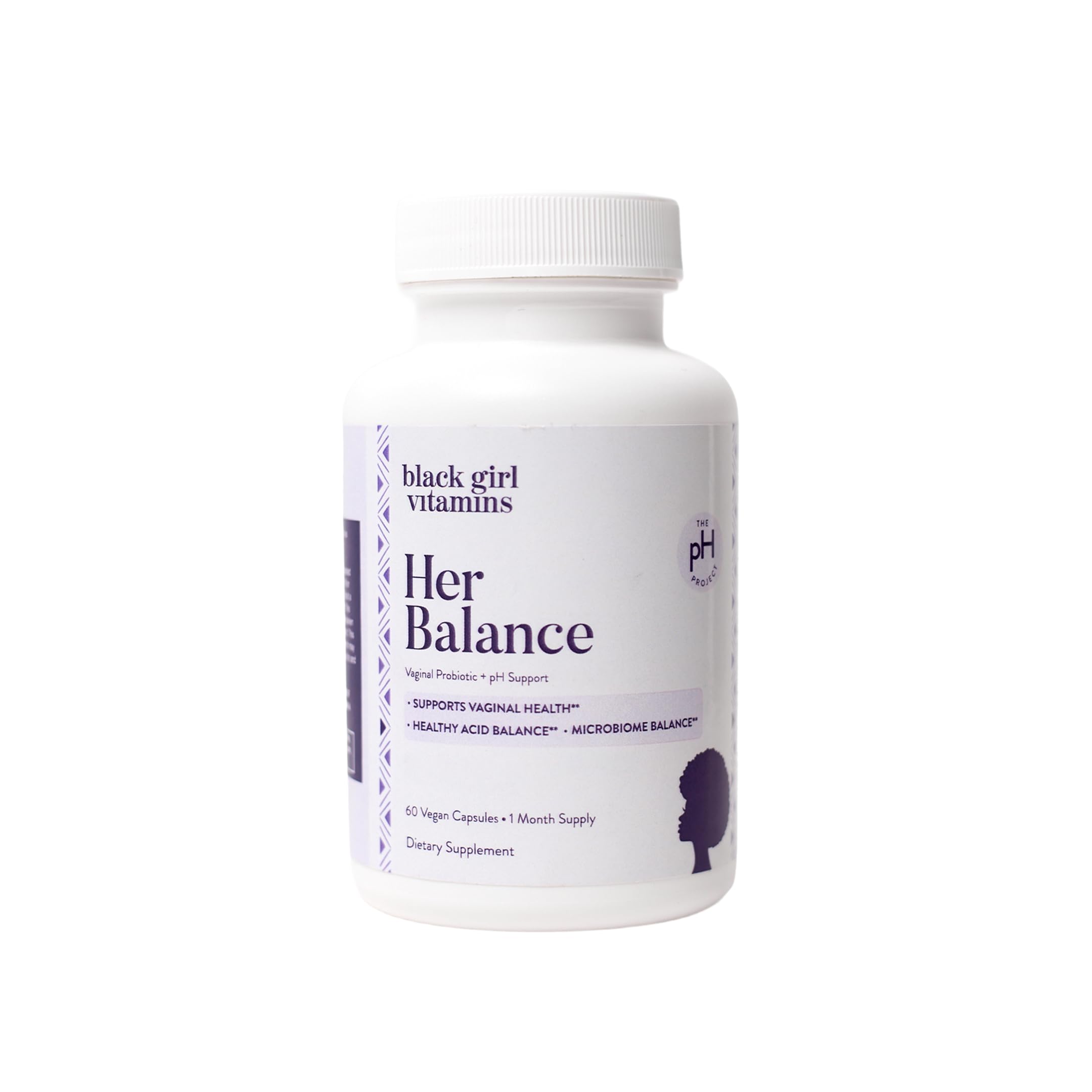 Black Girl Vitamins envase frontal mostrando diseño y etiqueta clara beneficio equilibrio