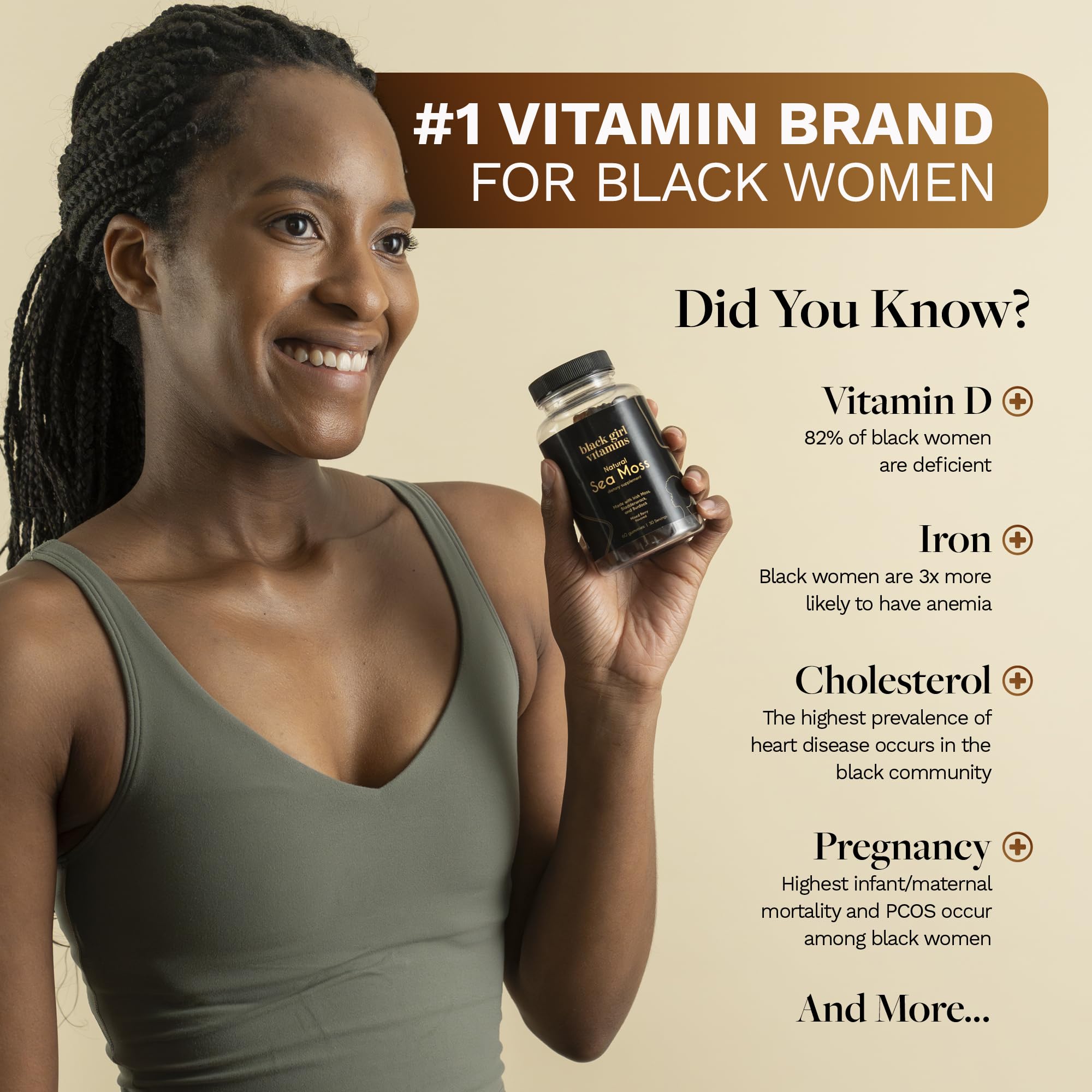 Detalle de etiqueta nutricional Black Girl Vitamins con lista de minerales visibles