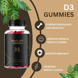 Black Girl Vitamins gomineta en primer plano, textura suave y aspecto apetecible