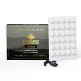 Black Lotus frasco frontal mostrando 120 tabletas y etiqueta clara