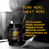 BLACKMARKET CUTS vaso mezclado en uso pre entrenamiento, sabor watermelon refrescante
