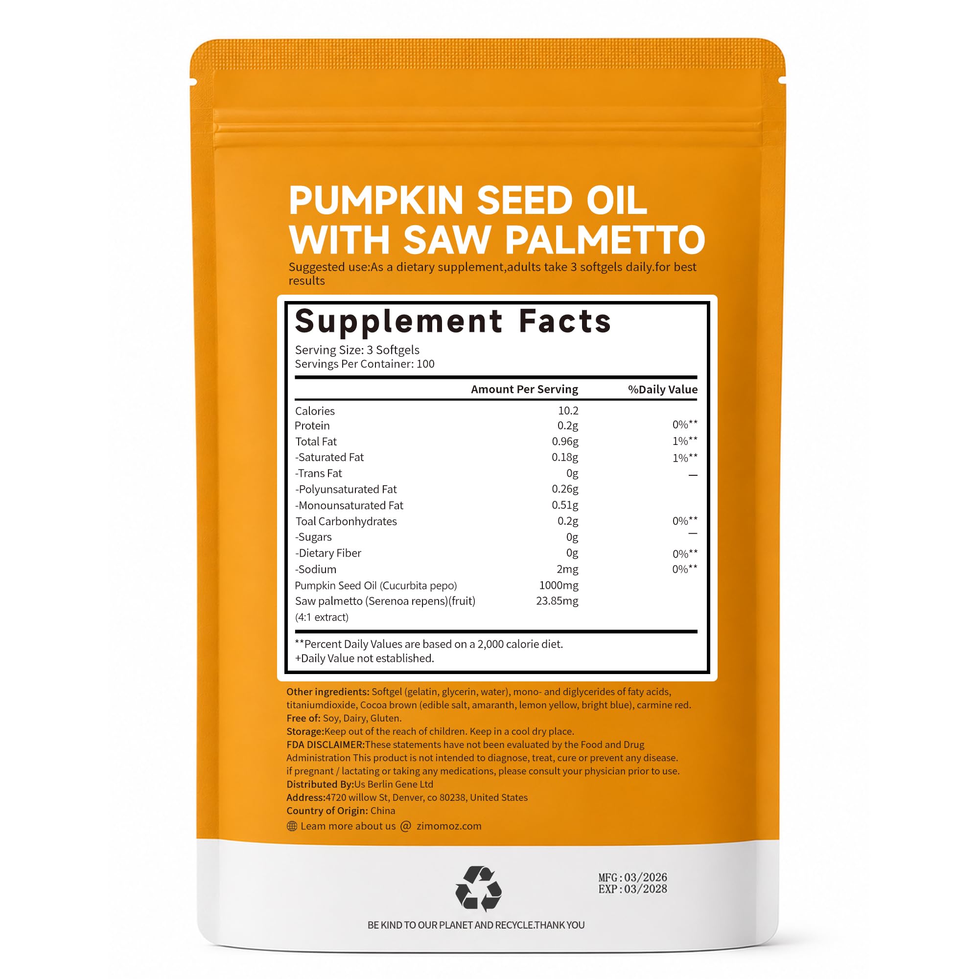 Semillas de calabaza y saw palmetto junto a cápsulas Blarvik mostrando origen vegetal