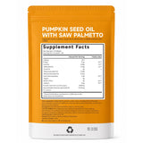 Semillas de calabaza y saw palmetto junto a cápsulas Blarvik mostrando origen vegetal