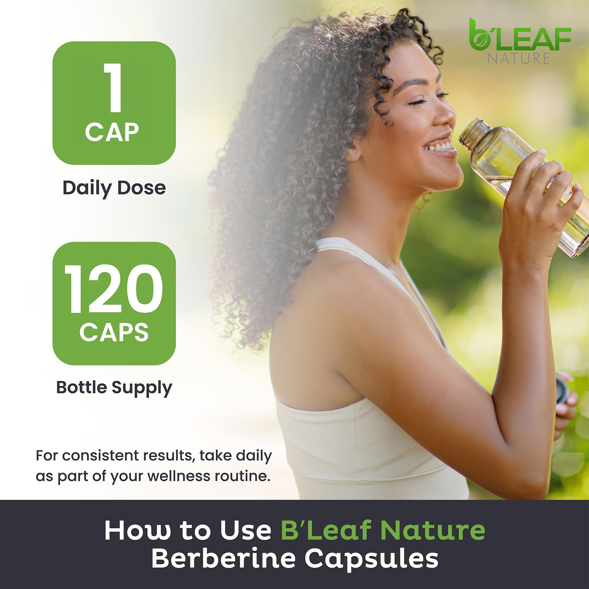 B'Leaf Nature suplemento en cocina junto a alimentos saludables, beneficio integración en rutina