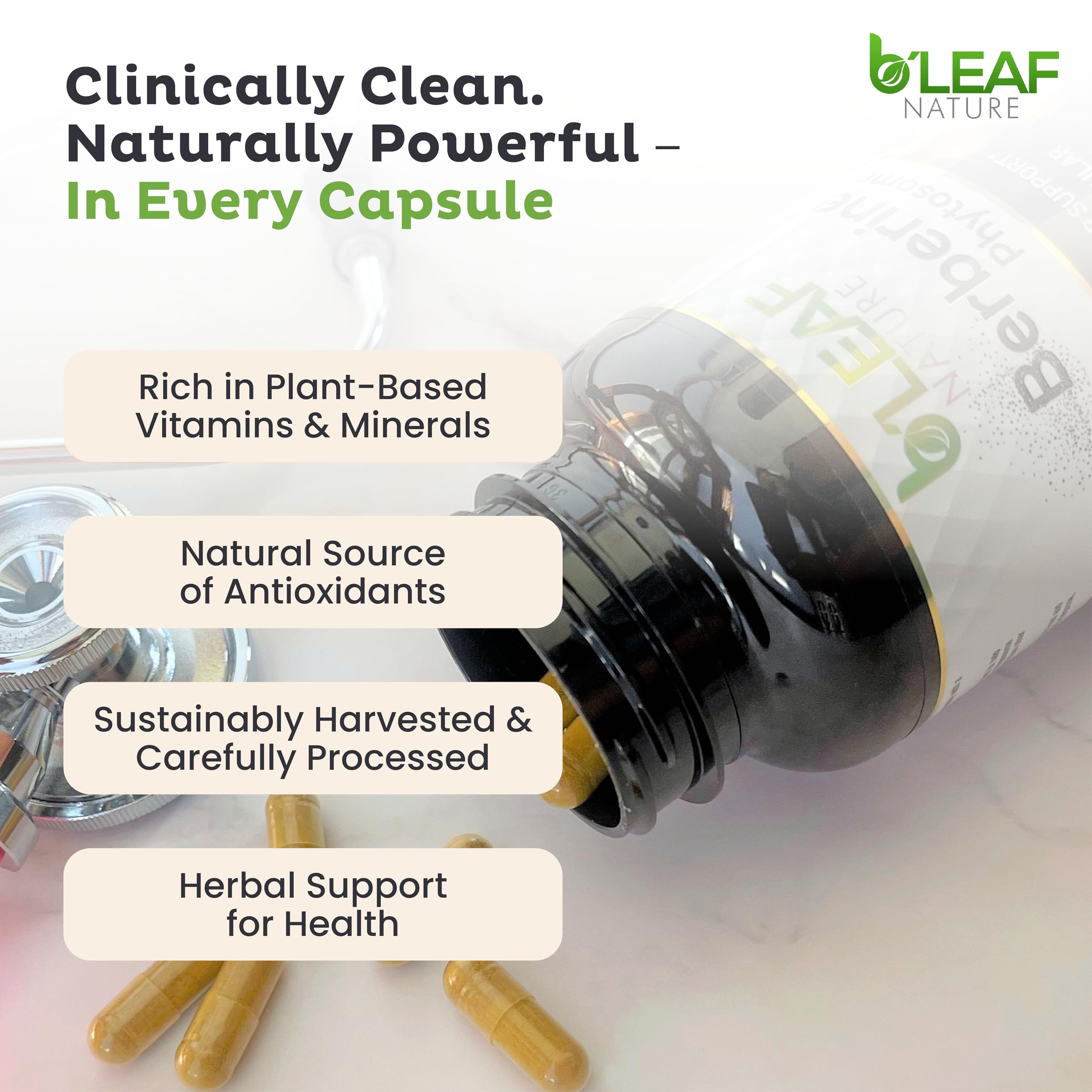 B'Leaf Nature etiqueta nutricional legible y lista de ingredientes, beneficio transparencia