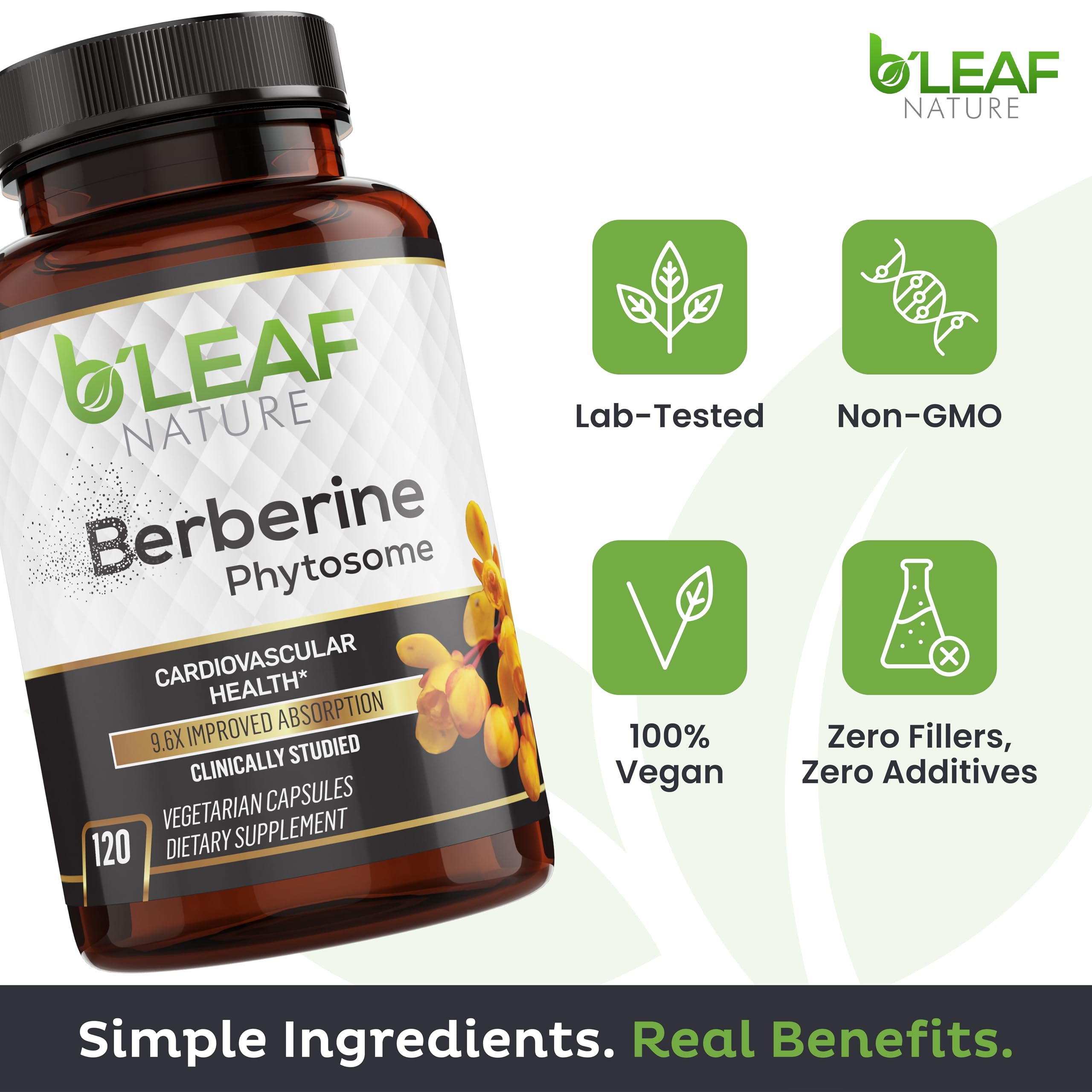 B'Leaf Nature ingredientes clave: berberis, proteína de guisante y semilla de uva, beneficio antioxidante