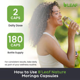 B'LEAF NATURE cápsulas en la palma para indicar tamaño y dosificación práctica