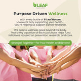 B'LEAF NATURE frasco en ambiente natural transmitiendo suplemento limpio y vegano