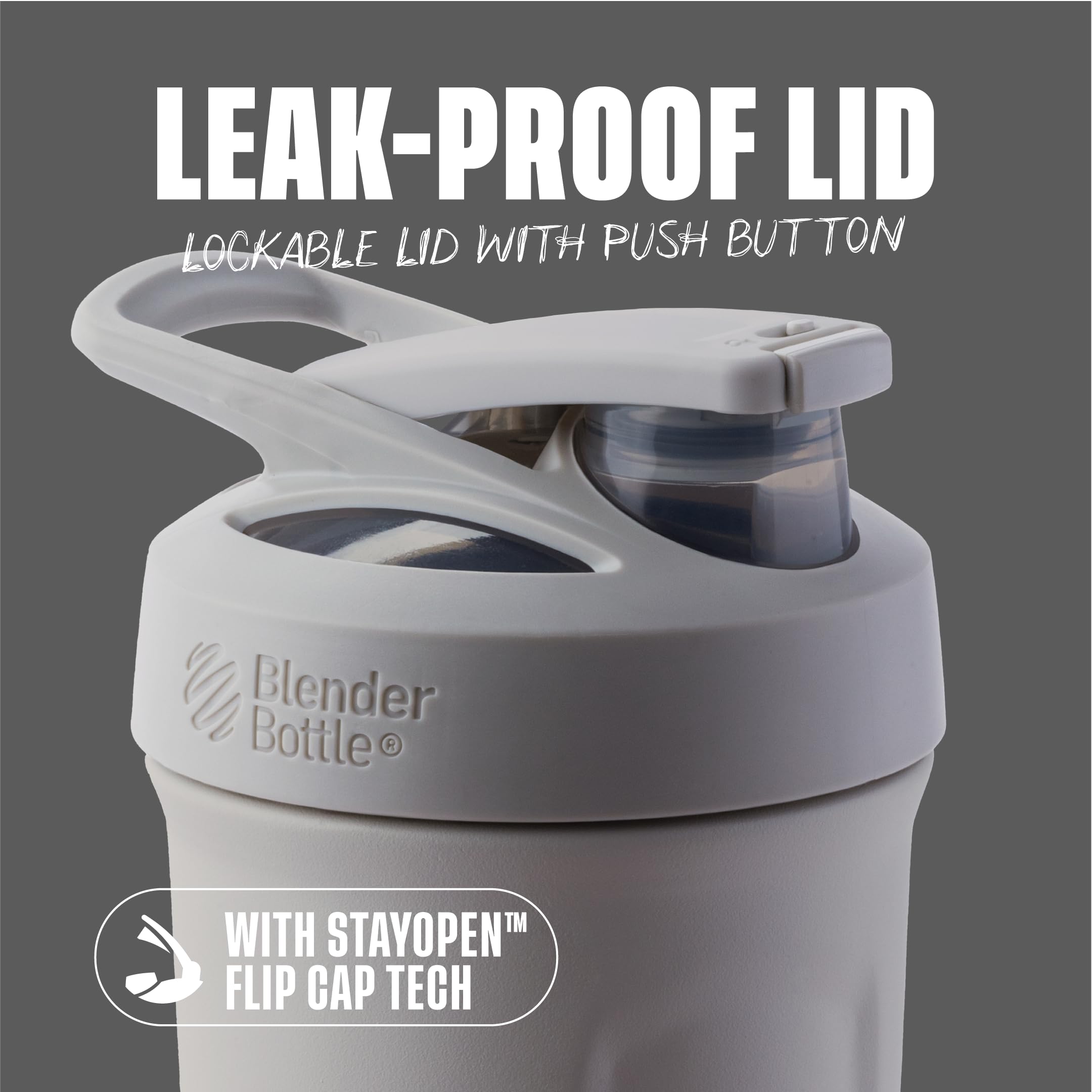 BlenderBottle primer plano del batidor de alambre para mezclas sin grumos