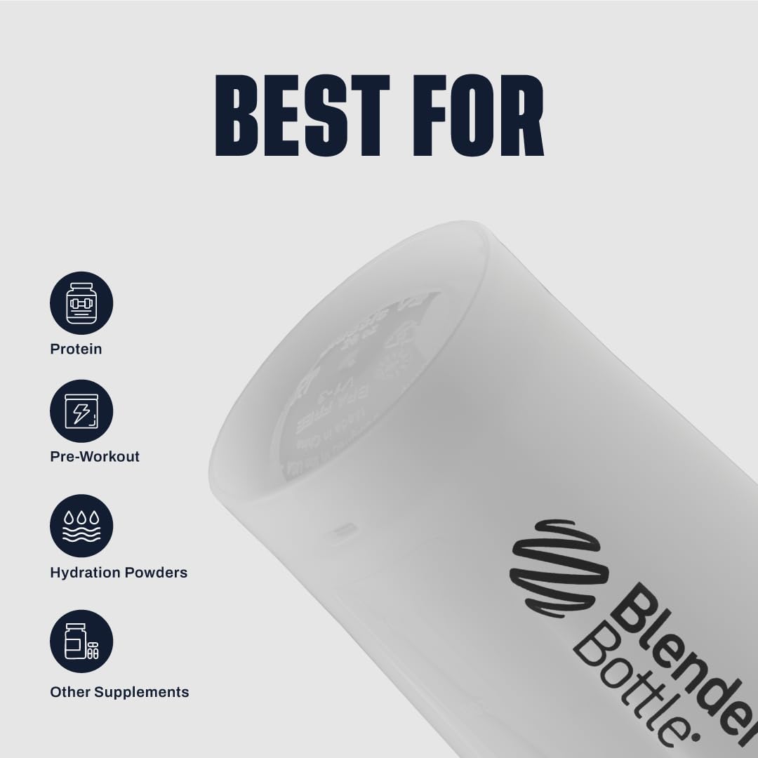 BlenderBottle boca ancha mientras se añade polvo y líquidos fácilmente