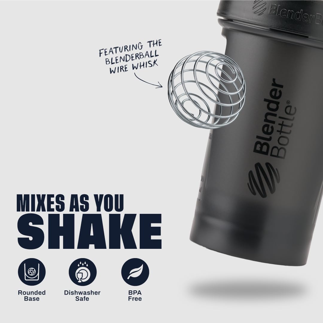 BlenderBottle base redondeada que mejora la disolución del polvo