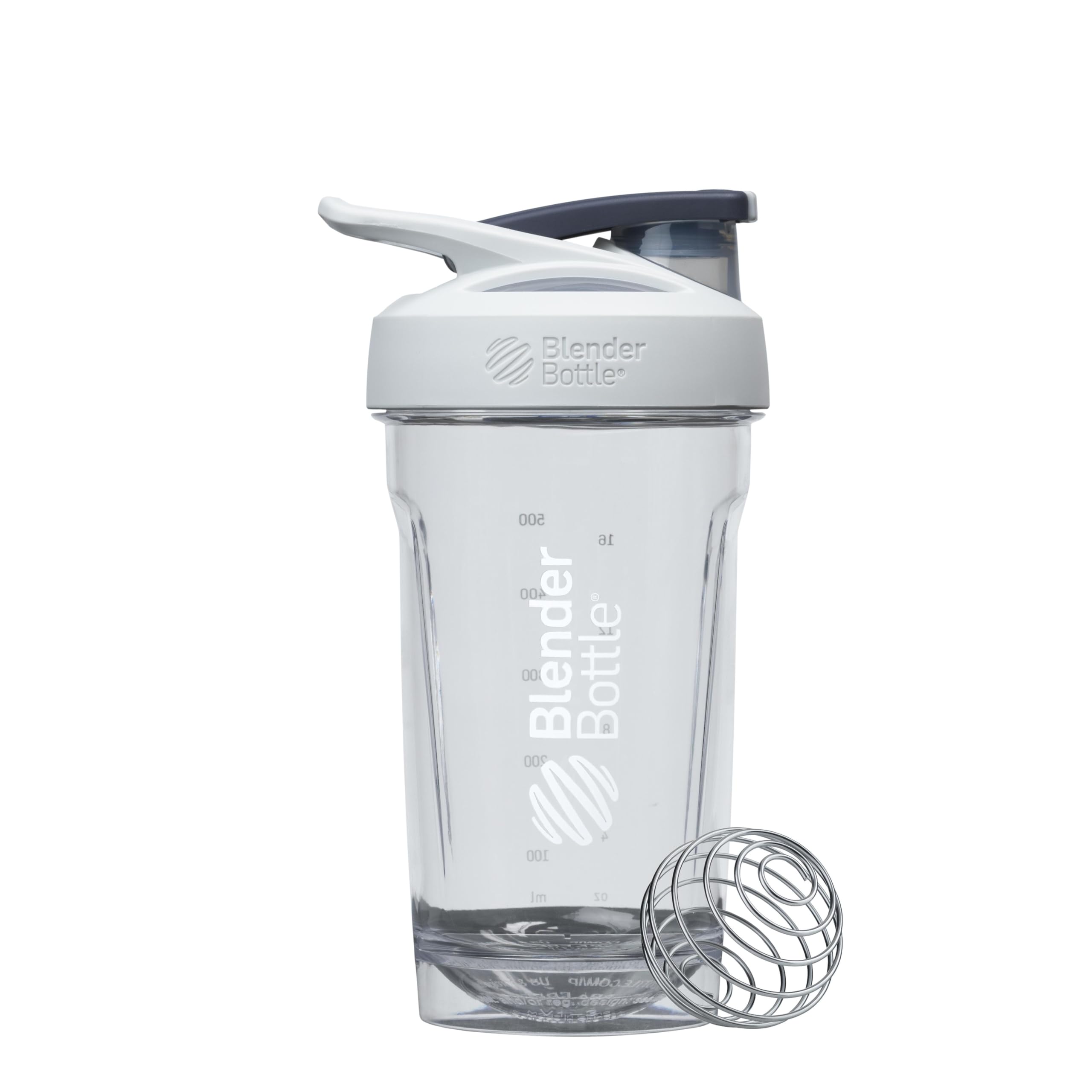 BlenderBottle vista frontal del envase gris con acabado resistente y diseño aislante