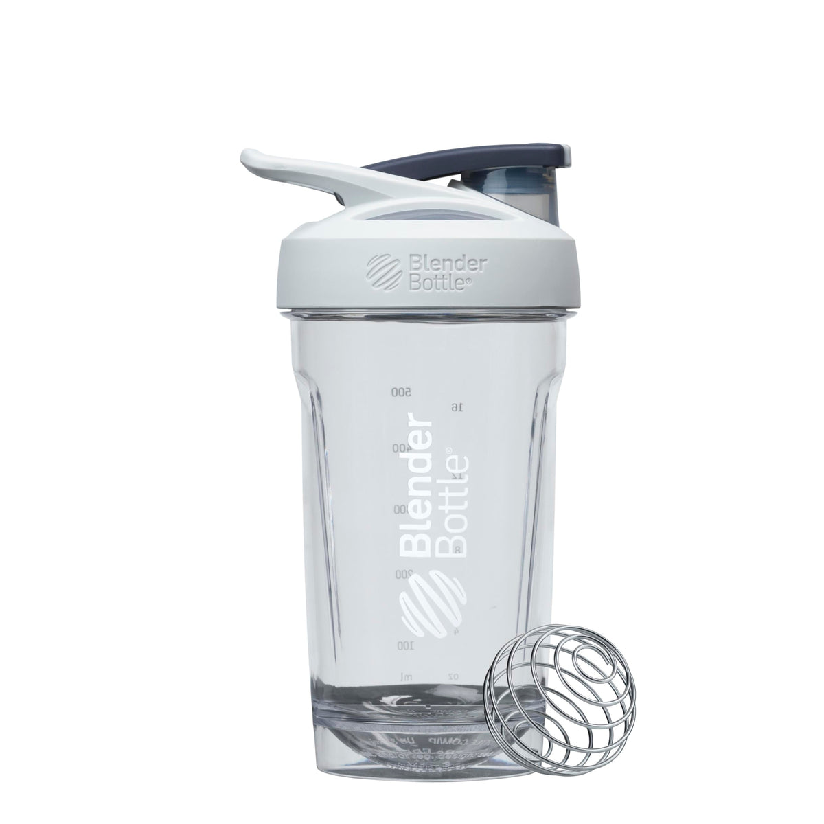 BlenderBottle vista frontal del envase gris con acabado resistente y diseño aislante
