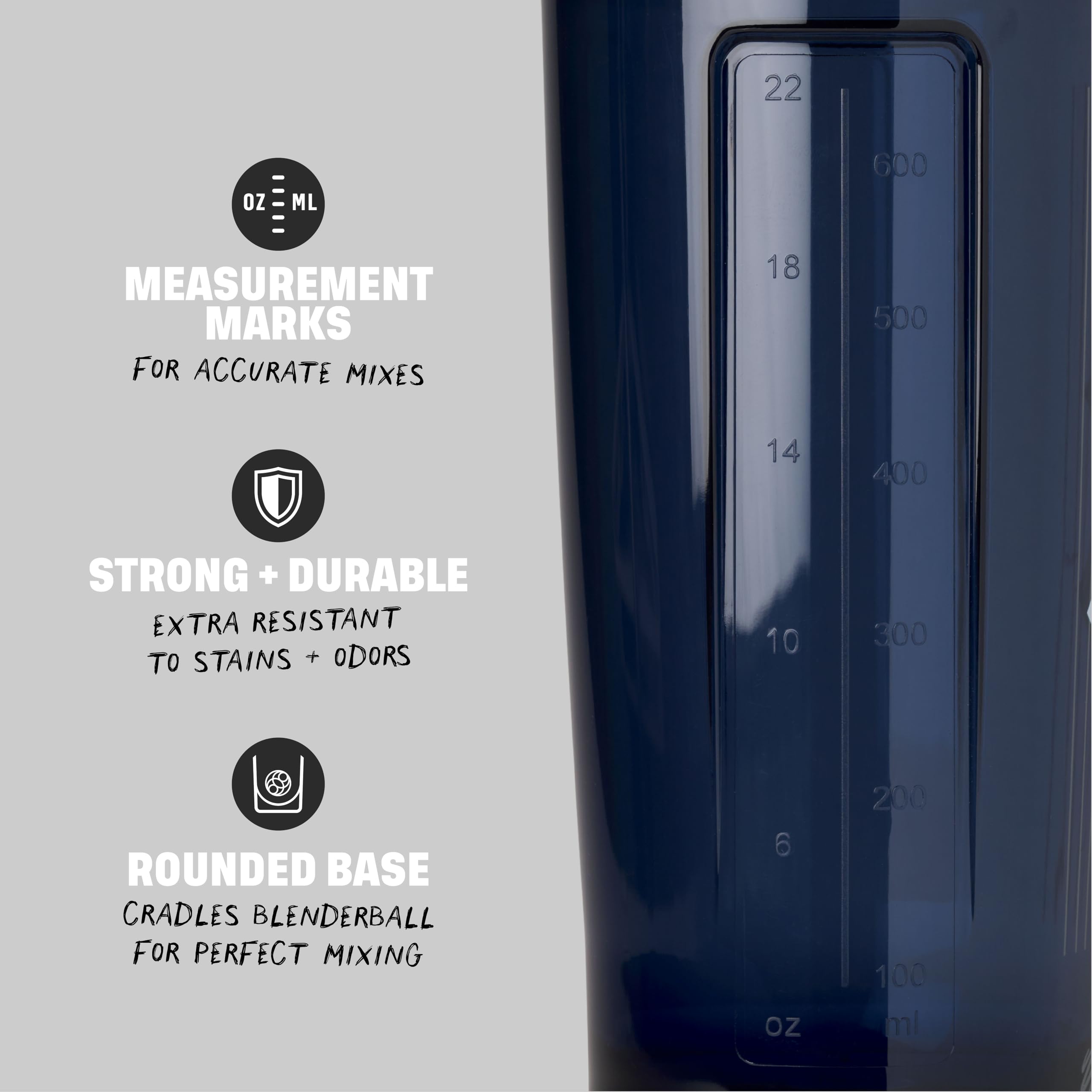 BlenderBottle boca ancha mientras se añade polvo y líquido, facilita rellenar sin derramar