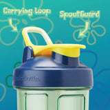 BlenderBottle Pro28 detalle del SpoutGuard y tapa, BlenderBottle protege la boquilla y evita suciedad