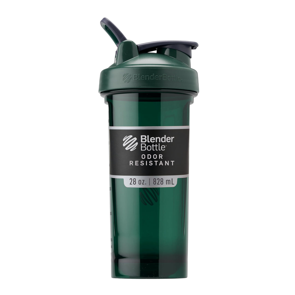 BlenderBottle Pro Series frontal verde mostrando capacidad y diseño duradero
