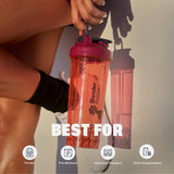 BlenderBottle marcas en onzas y mililitros para medición precisa en ruta