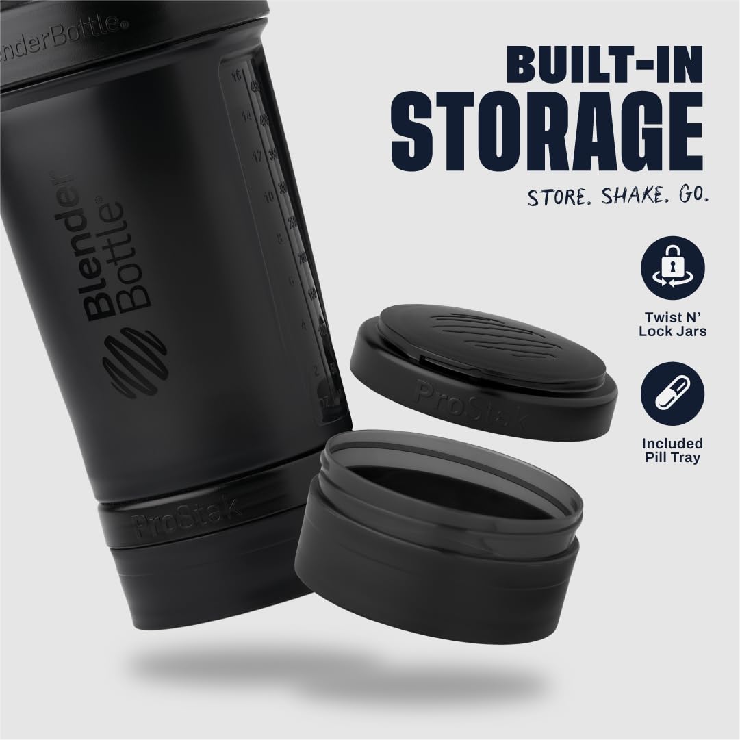 BlenderBottle ProStak detalle de la tapa ProSeries con SpoutGuard, higiene segura