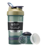 BlenderBottle ProStak frontal color tan mostrando diseño y capacidad