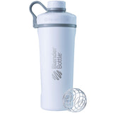 BlenderBottle vista frontal mate blanco con diseño elegante y capacidad