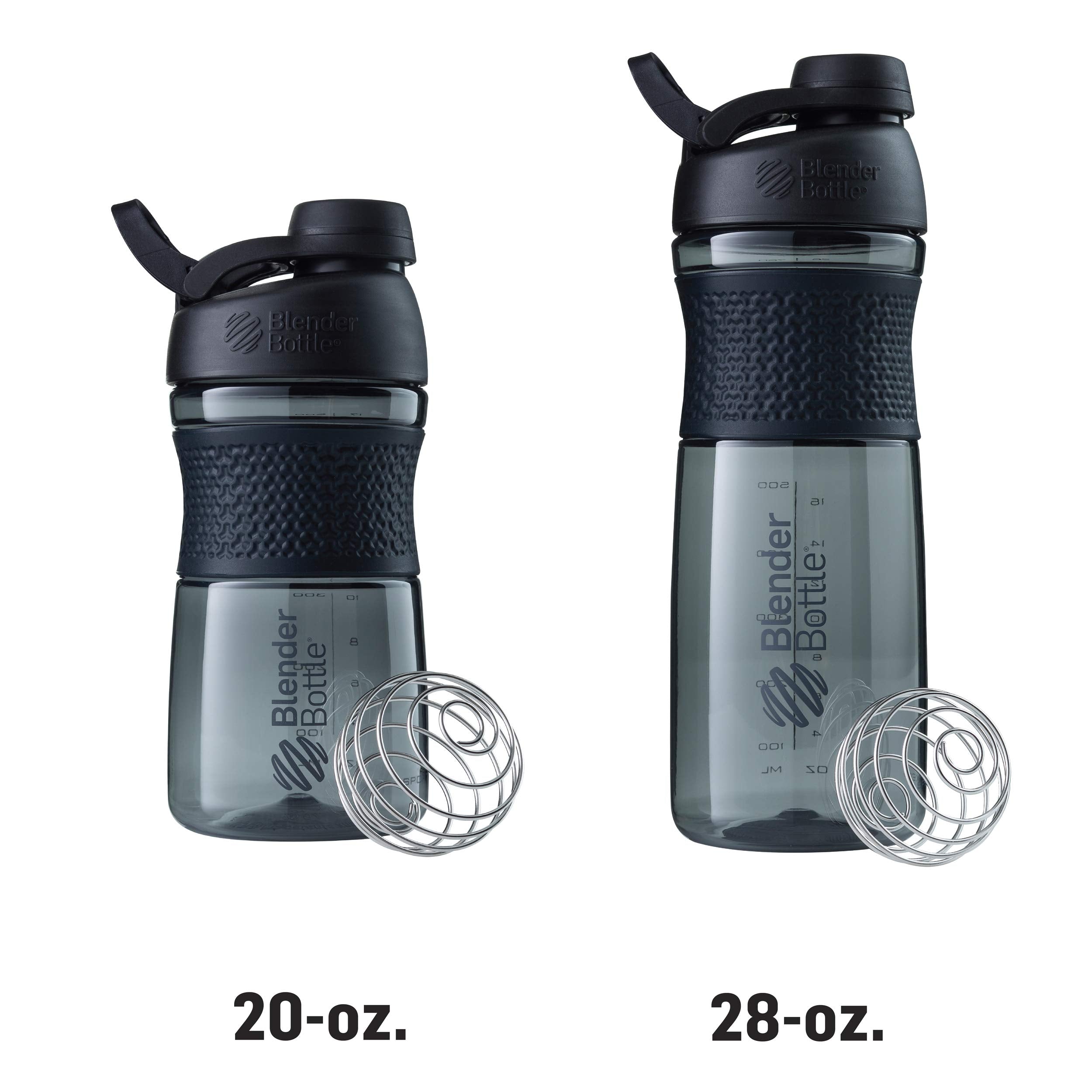 BlenderBottle comparación de tamaño mostrando la capacidad práctica de 20 oz