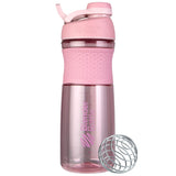 BlenderBottle SportMixer frontal rosa mostrando diseño y capacidad