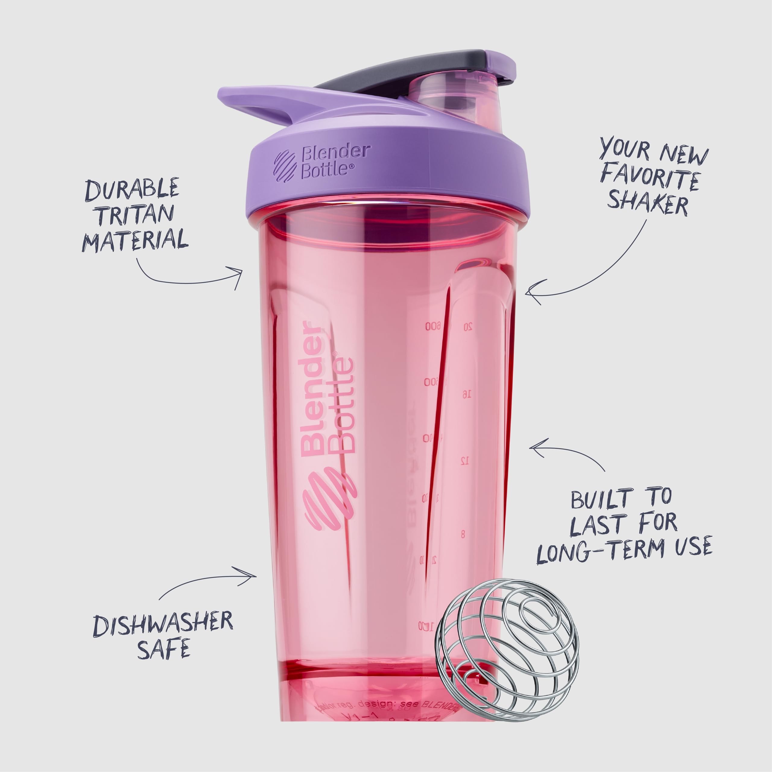 BlenderBottle Strada acercamiento a la BlenderBall de acero inoxidable para mezcla eficiente