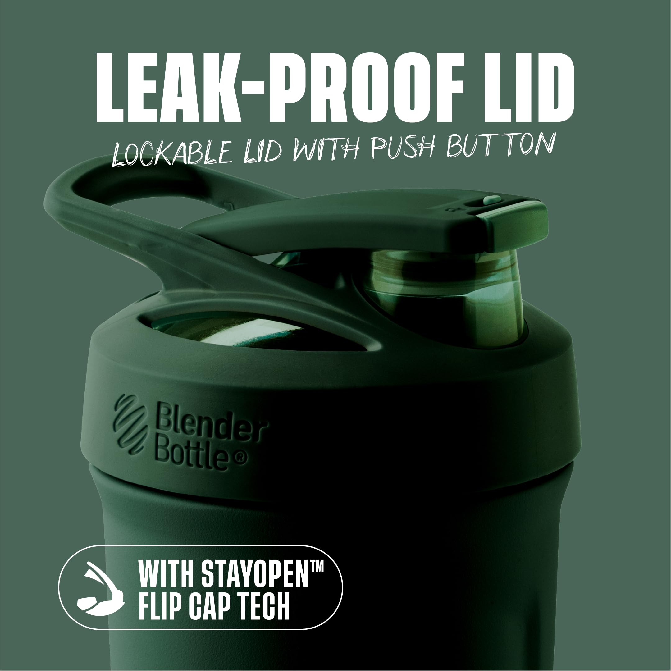 BlenderBottle Strada cierre con botón y seguro, fácil de abrir con una mano