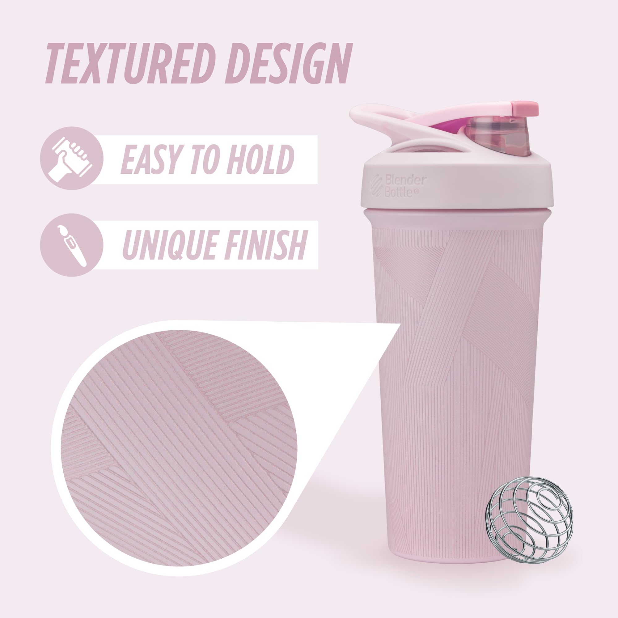 BlenderBottle Strada detalle de acero inoxidable, acabado resistente y duradero