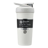 BlenderBottle Strada vista frontal blanca con cierre seguro y diseño elegante