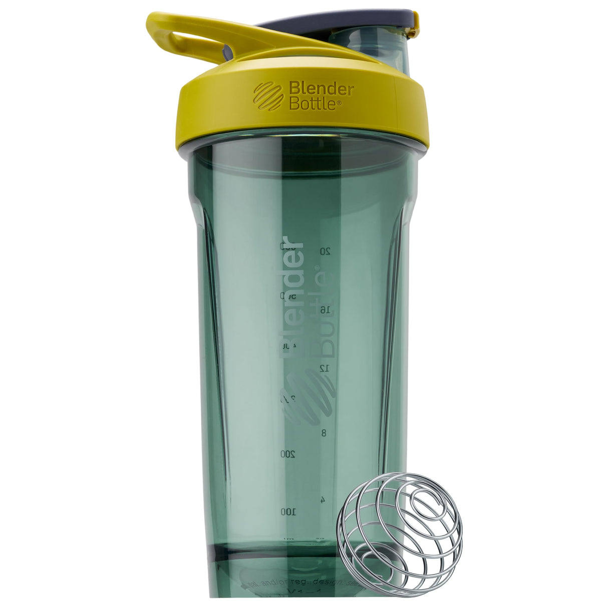 BlenderBottle Strada frontal amarillo mostrando diseño y capacidad