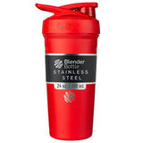 BlenderBottle Strada frontal en rojo mostrando su diseño elegante y aislamiento
