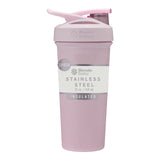 BlenderBottle Strada vista frontal rosa rayas, diseño elegante y portátil
