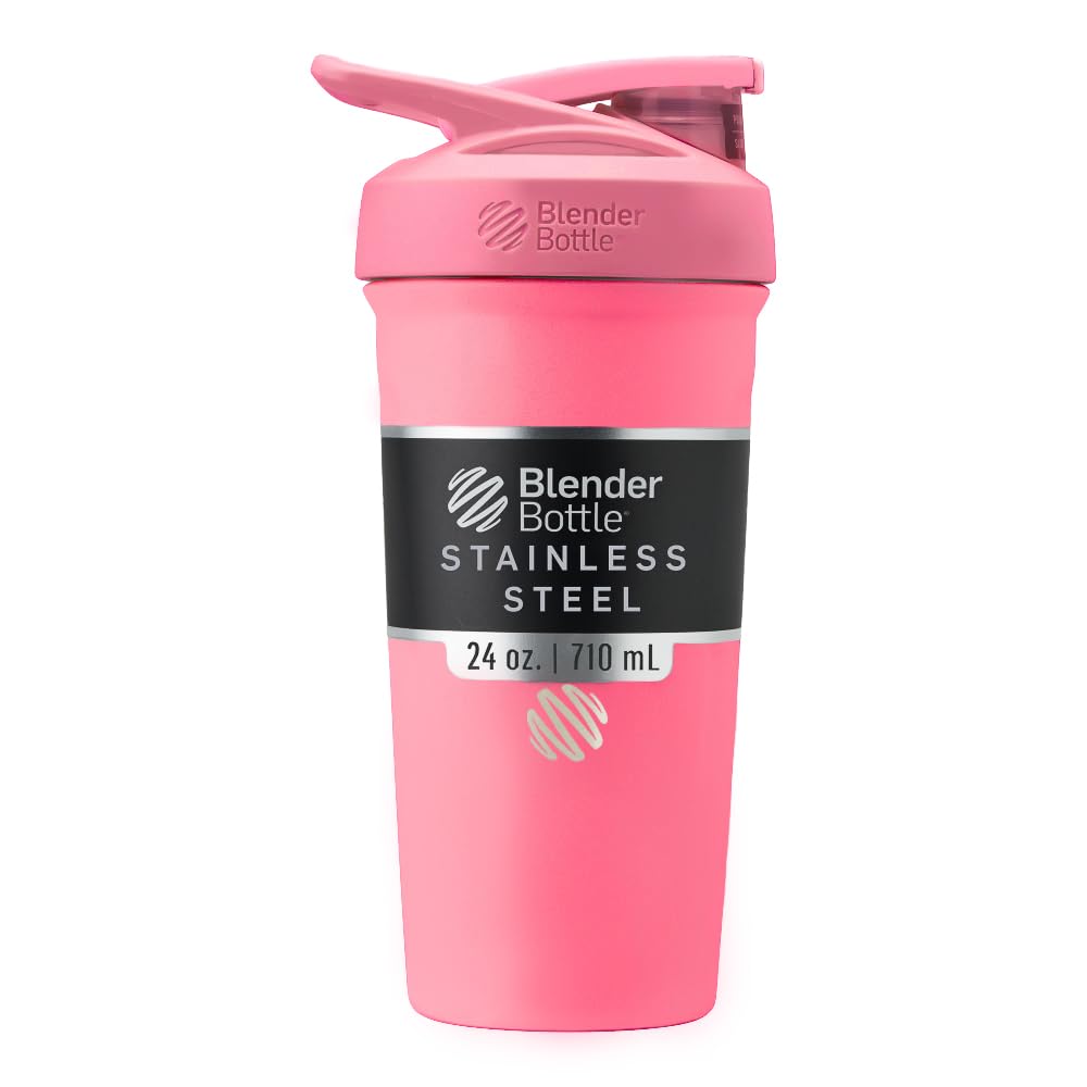 BlenderBottle Strada vista frontal rosa mostrando diseño y capacidad