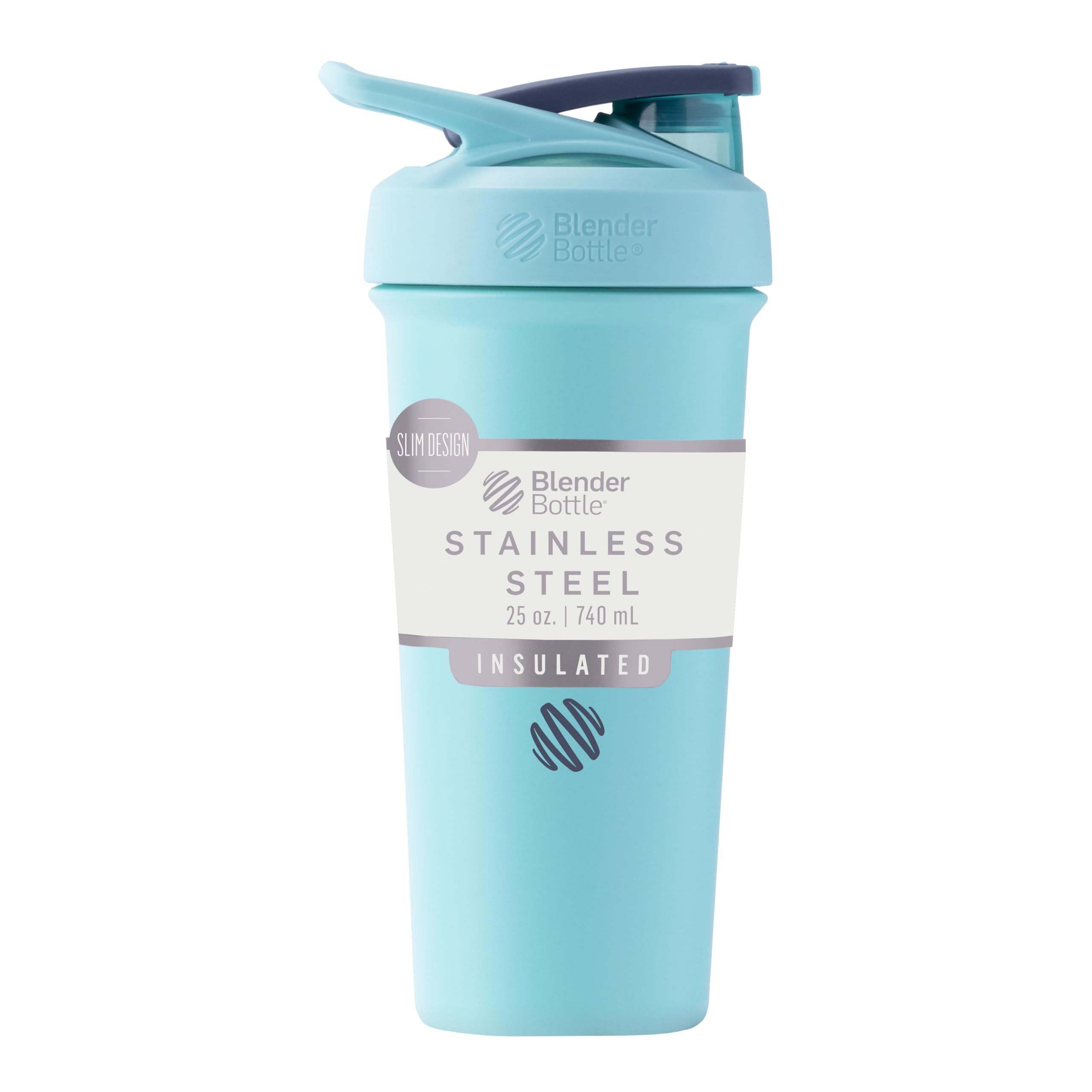 BlenderBottle Strada Sleek frente Seafoam mostrando diseño elegante y agarre cómodo