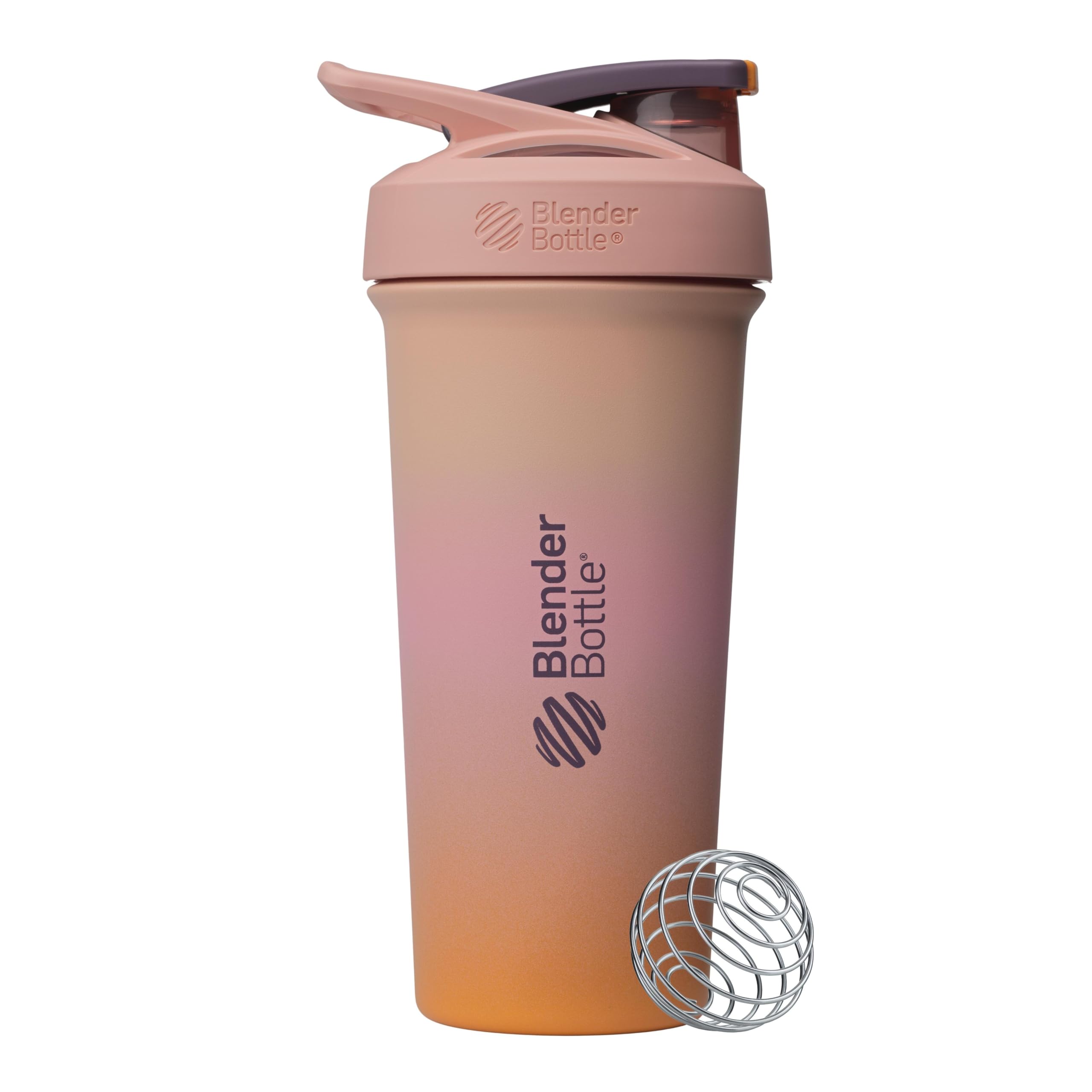 BlenderBottle Strada Sleek vista frontal con diseño ergonómico y beneficio práctico