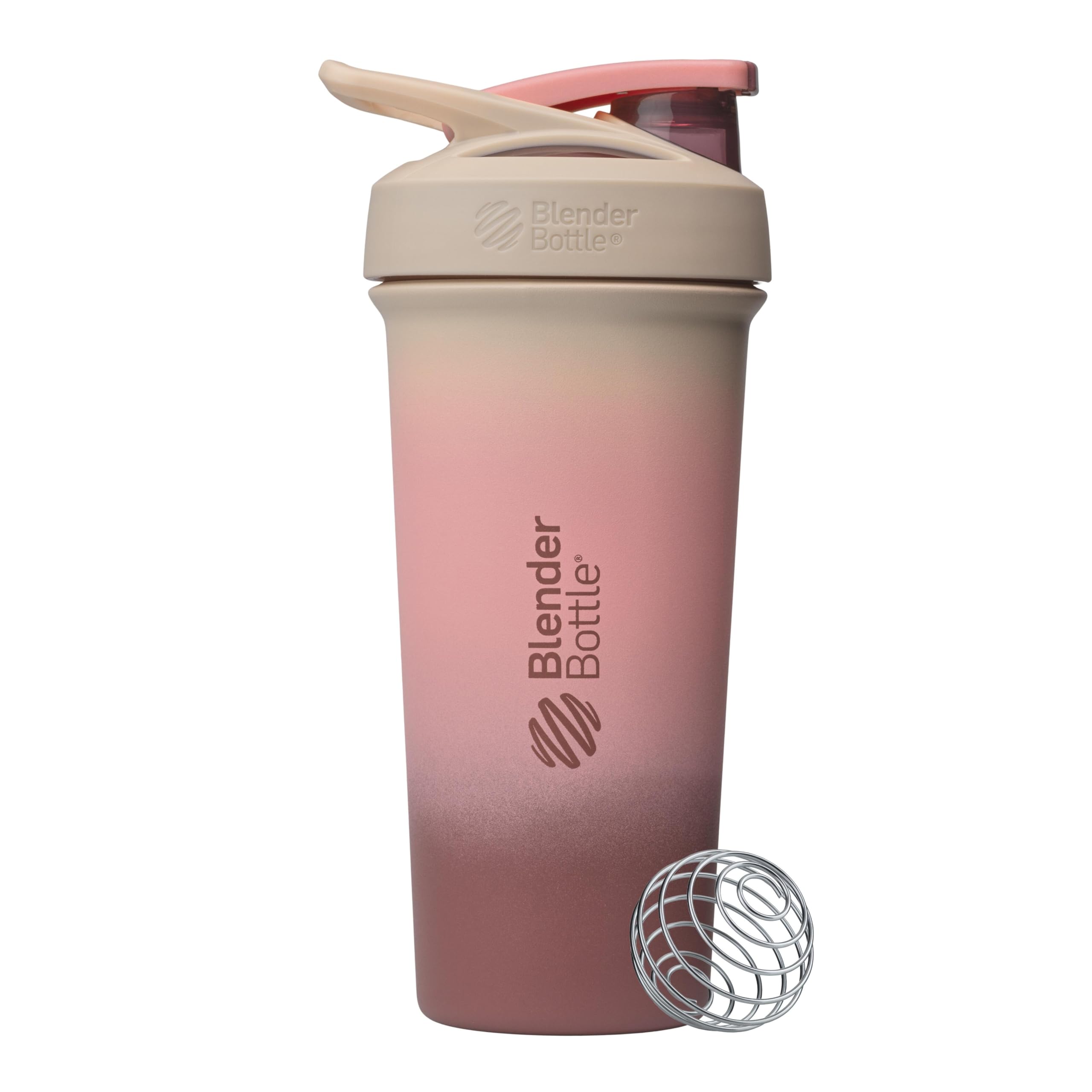 BlenderBottle Strada Sleek frontal mostrando diseño Berry Fade y beneficio estético