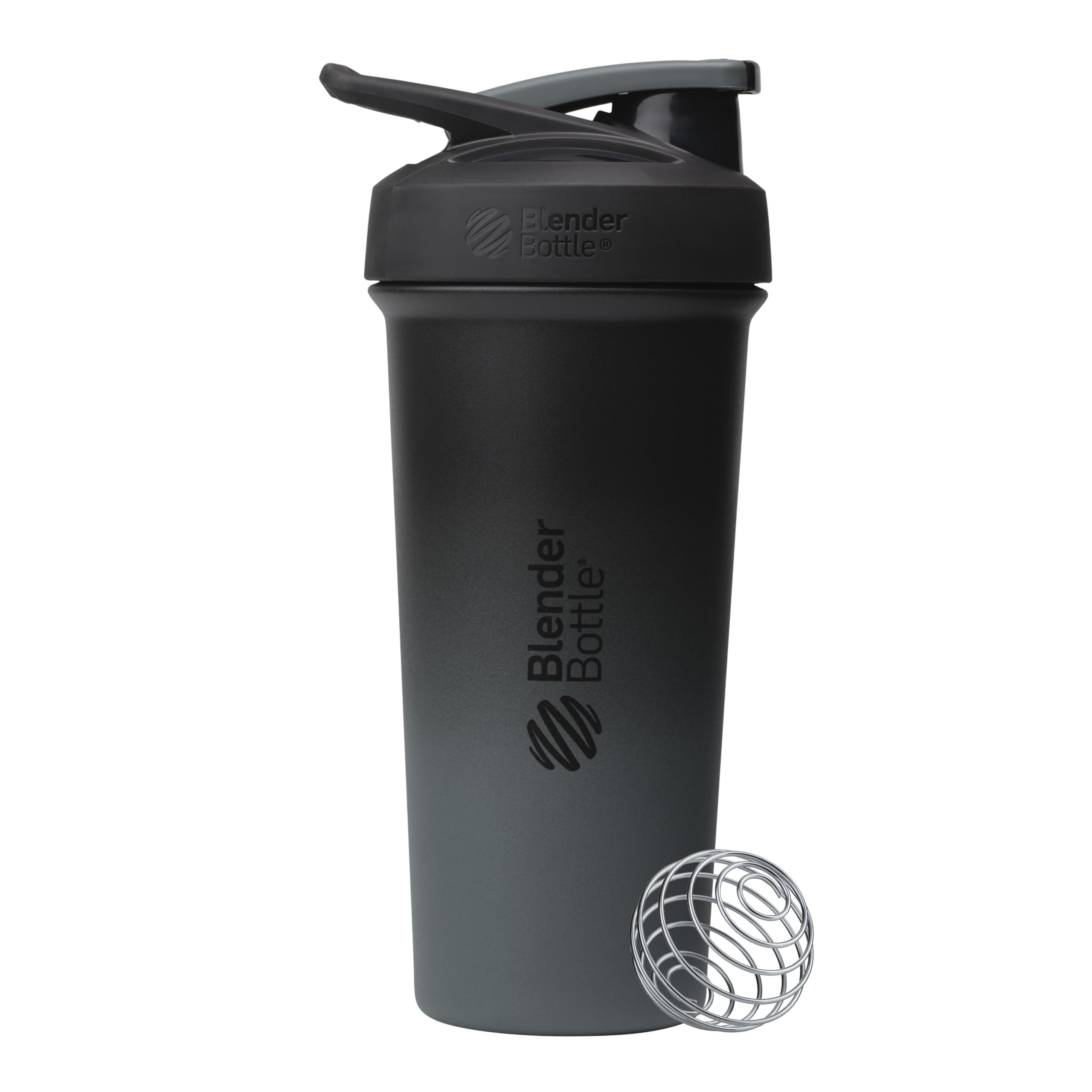 BlenderBottle Strada Sleek vista frontal con diseño ergonómico y agarre cómodo